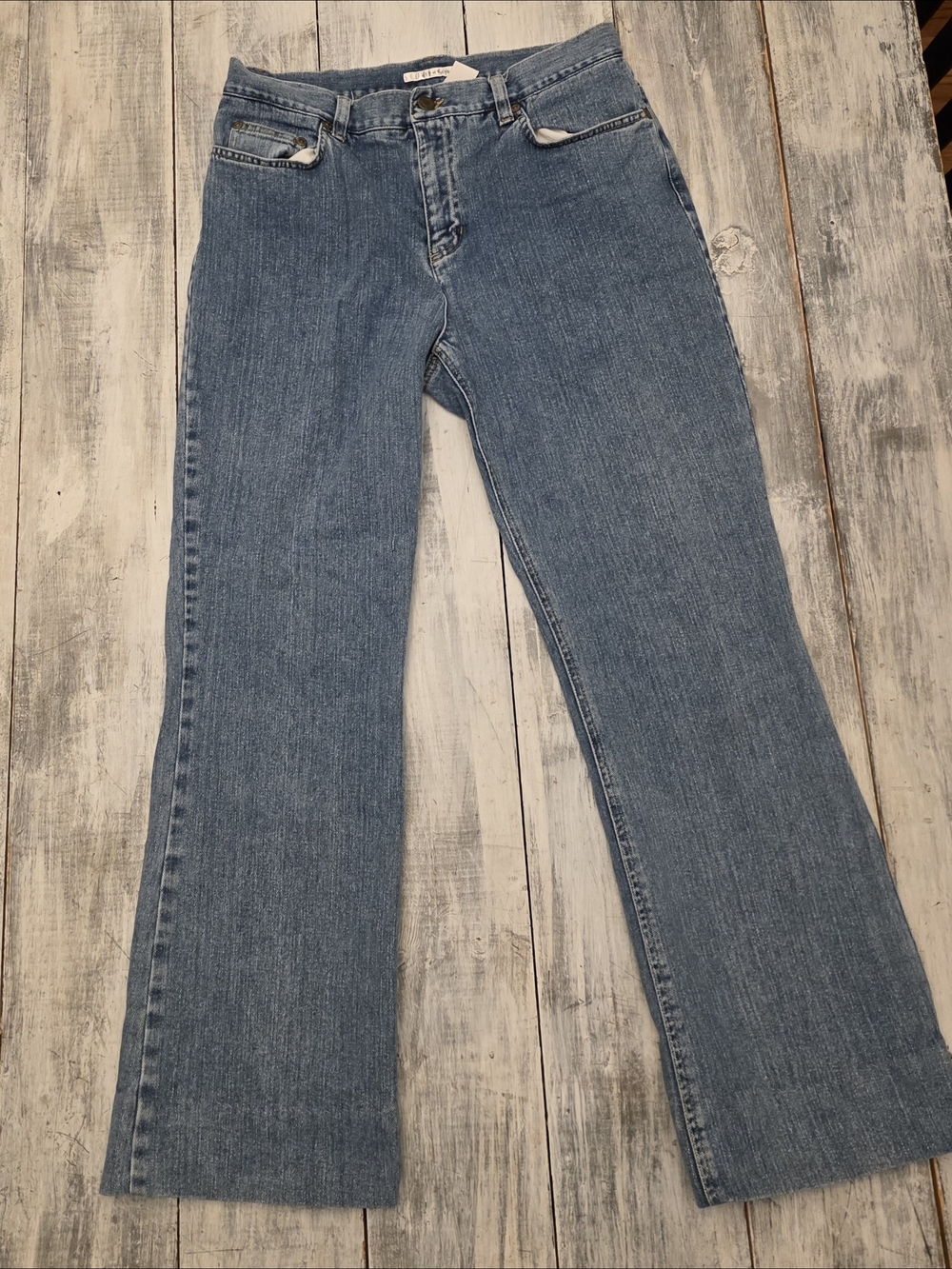 Jones Sport Women's Light Wash Wide Leg Jeans Length Altered Sz 10